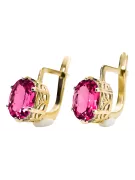 Or jaune 8 carats 333 Ruby des boucles d'oreilles vec003x-rb Russe Soviétique URSS Style vintage Art Deco style